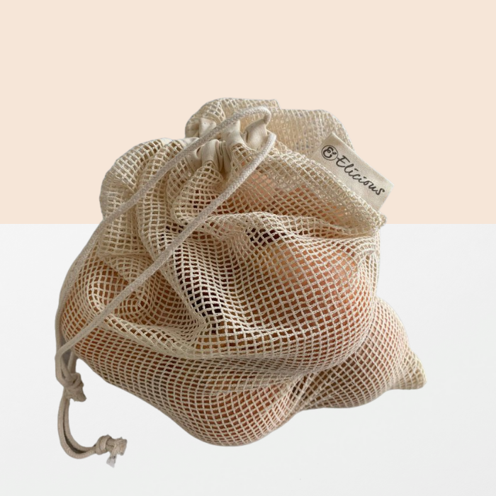 Zero-Waste Reusable Fruit and Vegetable Net - made of organic cotton