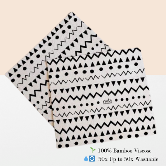 Simplify your cleaning routine with our Reusable Cleaning Cloths Ethno. These eco-friendly cloths are made from 100% bamboo viscose, offering a sustainable, compostable, and plastic-free alternative to traditional cleaning materials.Nuts Innovations Reusable viscose cleaning cloths set of 2 Ethno