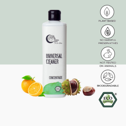 Keep your home spotless and eco-friendly with our All-Purpose Cleaner. Powered by chestnut saponins and orange essence, this biodegradable cleaner is safe for all surfaces and effective against dirt and grime.Terra Gaia Concentrate All-Purpose Cleaner
